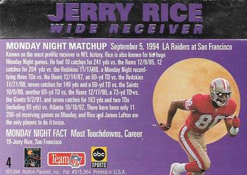 1994 Action Packed Monday Night Football #4 Jerry Rice Back