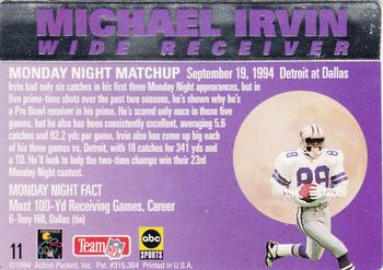 1994 Action Packed Monday Night Football #11 Michael Irvin Back
