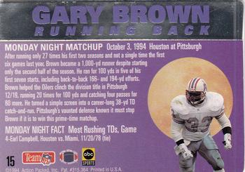 1994 Action Packed Monday Night Football #15 Gary Brown Back