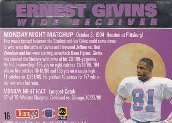 1994 Action Packed Monday Night Football #16 Ernest Givins Back