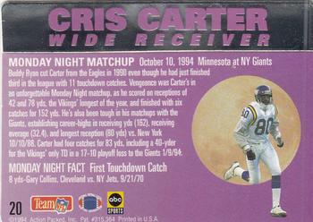 1994 Action Packed Monday Night Football #20 Cris Carter Back