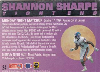 1994 Action Packed Monday Night Football #24 Shannon Sharpe Back