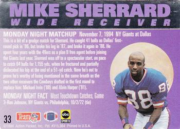 1994 Action Packed Monday Night Football #33 Mike Sherrard Back