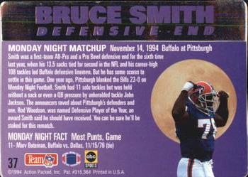 1994 Action Packed Monday Night Football #37 Bruce Smith Back