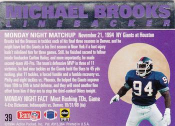1994 Action Packed Monday Night Football #39 Michael Brooks Back