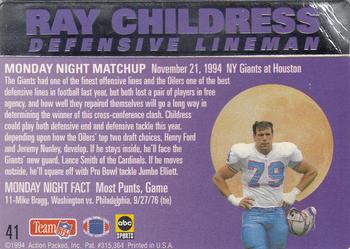 1994 Action Packed Monday Night Football #41 Ray Childress Back