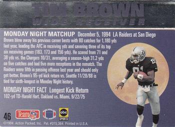 1994 Action Packed Monday Night Football #46 Tim Brown Back