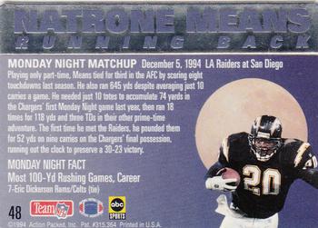 1994 Action Packed Monday Night Football #48 Natrone Means Back