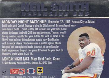 1994 Action Packed Monday Night Football #51 Neil Smith Back