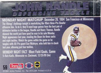 1994 Action Packed Monday Night Football #59 John Randle Back