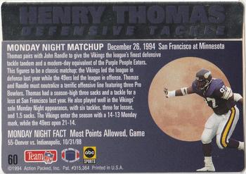 1994 Action Packed Monday Night Football #60 Henry Thomas Back