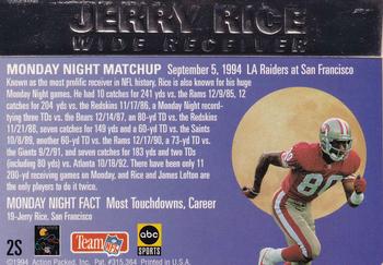 1994 Action Packed Monday Night Football - Silver #2S Jerry Rice Back