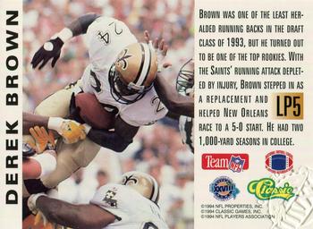 1994 Classic NFL Experience - Limited Prints (Classic Rookies) #LP5 Derek Brown Back