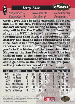 1994 Collector's Choice - You Crash the Game Gold Exchange #C21 Jerry Rice Back