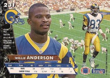 1993 Ultra #231 Willie Anderson Back