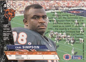 1993 Ultra #50 Carl Simpson Back