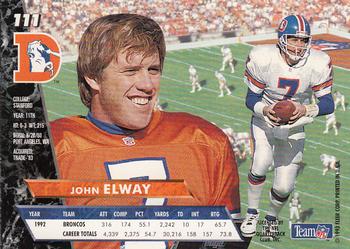 1993 Ultra #111 John Elway Back