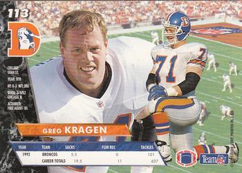 1993 Ultra #113 Greg Kragen Back