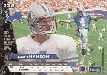 1993 Ultra #128 Jason Hanson Back
