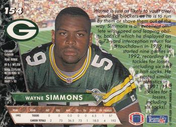 1993 Ultra #154 Wayne Simmons Back