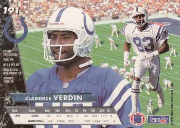 1993 Ultra #191 Clarence Verdin Back