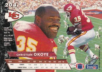 1993 Ultra #204 Christian Okoye Back