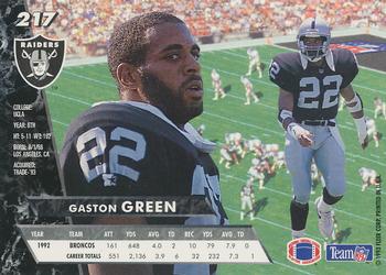 1993 Ultra #217 Gaston Green Back