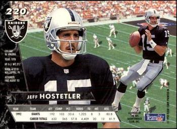 1993 Ultra #220 Jeff Hostetler Back