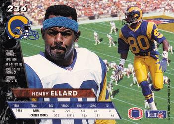 1993 Ultra #236 Henry Ellard Back