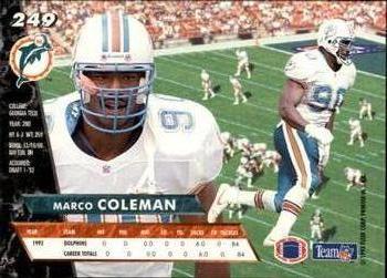 1993 Ultra #249 Marco Coleman Back