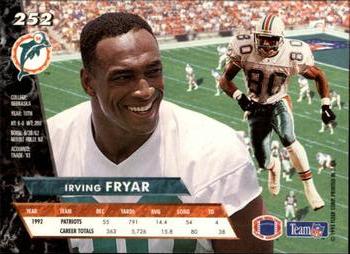 1993 Ultra #252 Irving Fryar Back