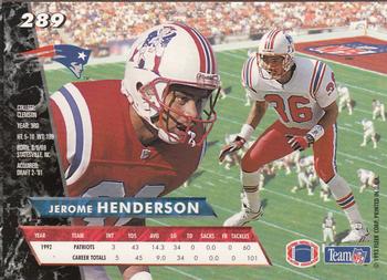 1993 Ultra #289 Jerome Henderson Back