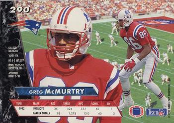 1993 Ultra #290 Greg McMurtry Back