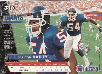 1993 Ultra #316 Carlton Bailey Back