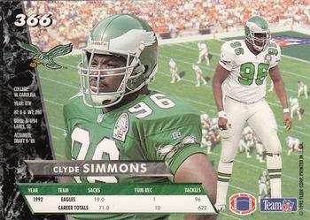 1993 Ultra #366 Clyde Simmons Back