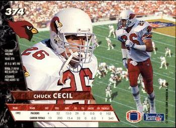 1993 Ultra #374 Chuck Cecil Back