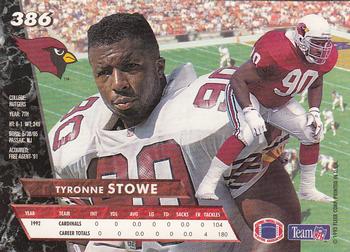1993 Ultra #386 Tyronne Stowe Back