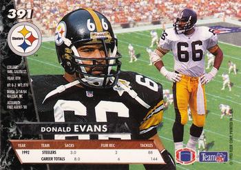 1993 Ultra #391 Donald Evans Back