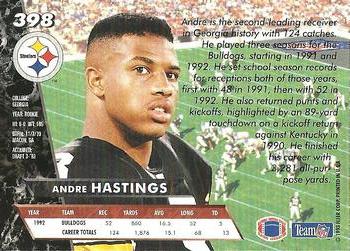 1993 Ultra #398 Andre Hastings Back
