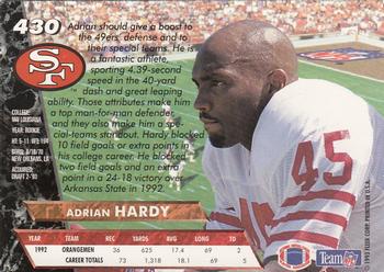 1993 Ultra #430 Adrian Hardy Back