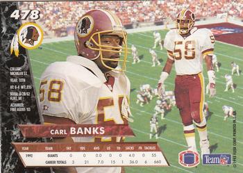 1993 Ultra #478 Carl Banks Back