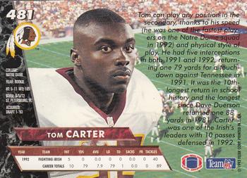 1993 Ultra #481 Tom Carter Back