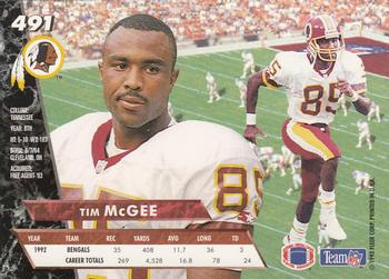 1993 Ultra #491 Tim McGee Back