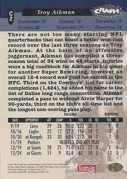 1994 Collector's Choice - You Crash the Game Silver Exchange #C2 Troy Aikman Back