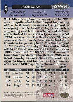 1994 Collector's Choice - You Crash the Game Silver Exchange #C3 Rick Mirer Back