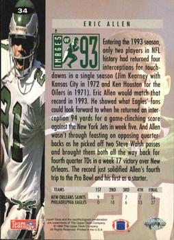 1994 Collector's Choice - Silver #34 Eric Allen Back
