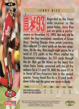 1994 Collector's Choice - Silver #45 Jerry Rice Back