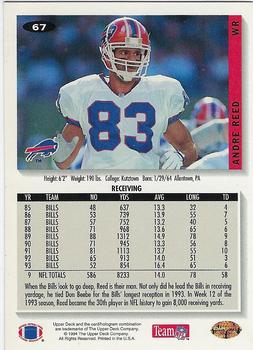 1994 Collector's Choice - Silver #67 Andre Reed Back