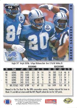 1994 Collector's Choice - Silver #86 Barry Sanders Back