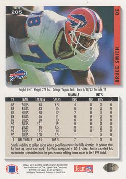 1994 Collector's Choice - Silver #205 Bruce Smith Back